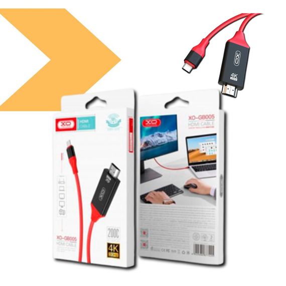Перехідник XO GB005 4K Type-C - HDMI 2 м чорний-червоний (MAW-41606_335) | Зображення 1