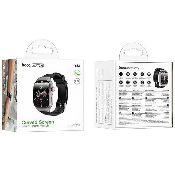 Смарт-годинник Hoco Y33 Smart sports watch (call version) Black | Зображення 3