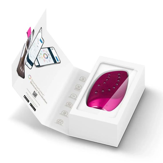 Очистительная щетка для лица GESKE Sonic Thermo Facial Brush&Face-Lifter 8в1 white, Малиновый | Зображення 8