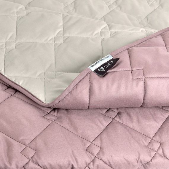 Двустороннее покрывало IDEIA Cube 210х240 см микрофибра с антиаллергенным волокном, пудра/св.серый | Зображення 7