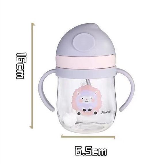 Поильник непроливайка с силиконовой трубочкой с ручками Жираф Розовый | Зображення 1