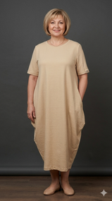 Платье женское бохо летнее трикотажное повседневное бежевый 68
