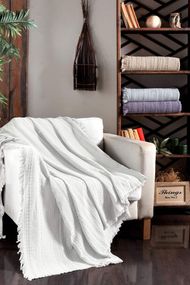 Вафельне простирадло-покривало First Choice Sole 220×240 см.White