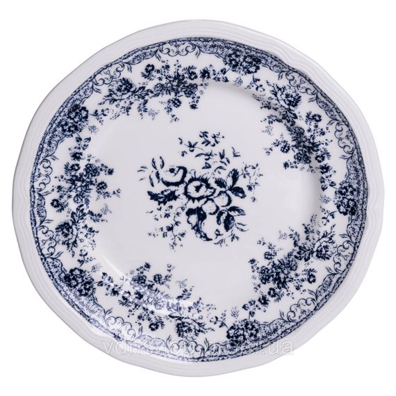 Столовый набор посуды тарелок и чашек 32 предмета на 6 персон Vintage Elegant фарфоровый, обеденный столовый сервиз тарелок Синий | Зображення 3