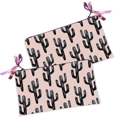 Косметичка жіноча Черные кактусы на розовом фоне 20х12 см (K_TRO025)