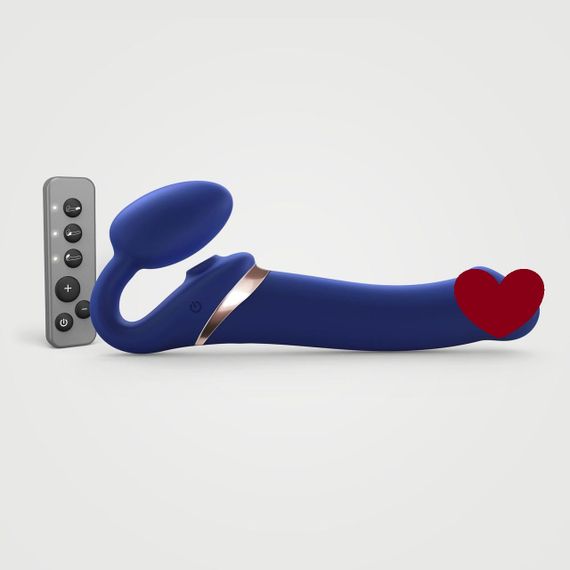 Безремінний вібрострапон з вакуумною стимуляцією Strap-On-Me MULTI ORGASM Blue L, регульований Sex Aura