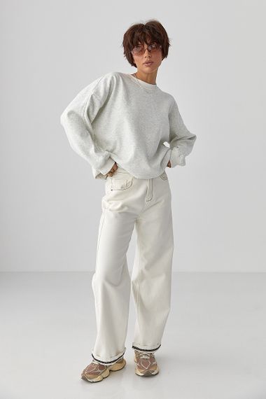 Однотонний світшот з плюшевим начісом - світло-сірий цвет, ONE SIZE (є розміри) | Зображення 2