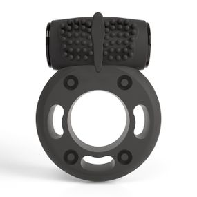 Віброкільце на пеніс Crushious, з рельєфом, силіконове, чорне Sex Aura