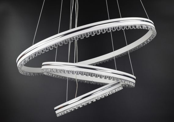 Люстра світлодіодна підвісна LED світильник для квартири на стелю лед з пультом 26147 Білий 50-140х60х60 см. | Зображення 9