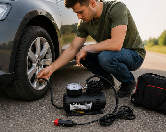 Автомобільний компресор Air Pump Ji030 12V / Компресор для шин / Насос електричний від прикурювача | Зображення 1