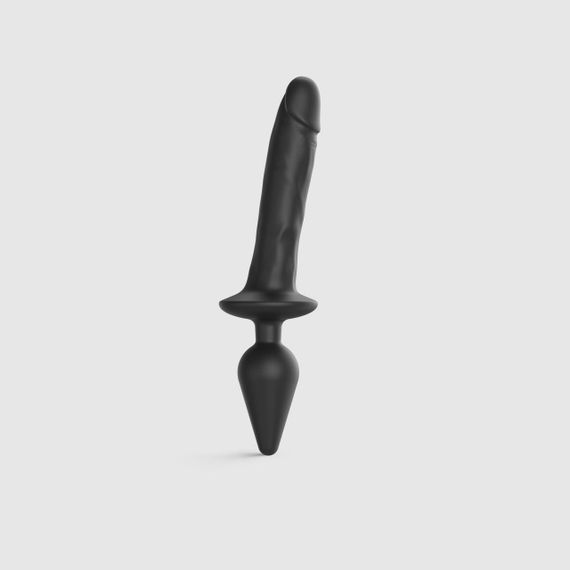Анальна пробка з дилдо 2в1 Strap-On-Me SWITCH PLUG-IN REALISTIC DILDO Black XXL, діаметр 5,2/3,9 см Sex Aura