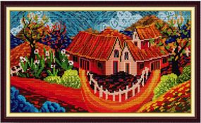 Набор для вышивания по нанесённой на канву схеме  "Color House". AIDA 16CT printed 35*19 см