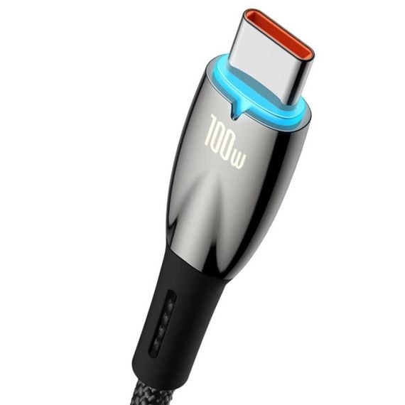 Дата кабель Baseus Glimmer Series Fast Charging Data Cable USB to Type-C 100W 1m (CADH00040) Black | Зображення 1