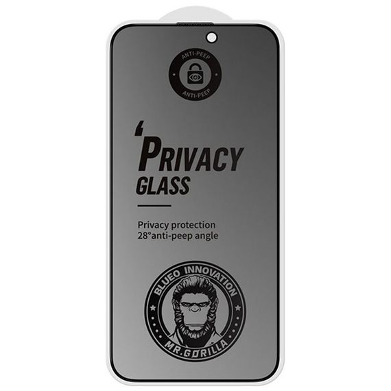 Захисне 2.5D скло Blueo Full Cover Anti-Peep Matte для Apple iPhone 15 Pro Max (6.7") Чорний | Зображення 1