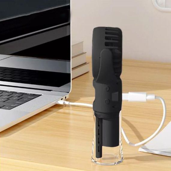Ручной вентилятор с распылителем воды и USB, Черный / Аккумуляторный мини вентилятор | Зображення 7