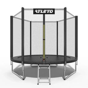 Батут дитячий Atleto 252 см із захисною сіткою і драбиною для дому та дачі чорний 42400443