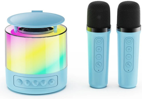 Портативна акустична колонка K19 з Bluetooth та LED-підсвічуванням для караоке бірюзовий