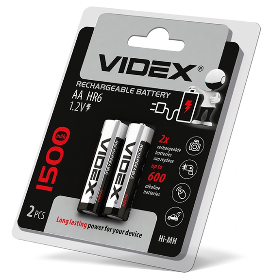 Акумулятор AA/HR06 1500mAh (бл-2шт) Videx