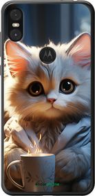 Чохол на Motorola One Білий кіт "5646t-1589-2448"