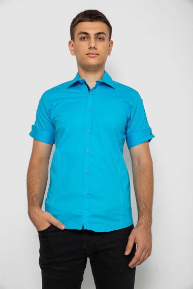Рубашка мужская однотонная, цвет бирюзовый, 214R5003