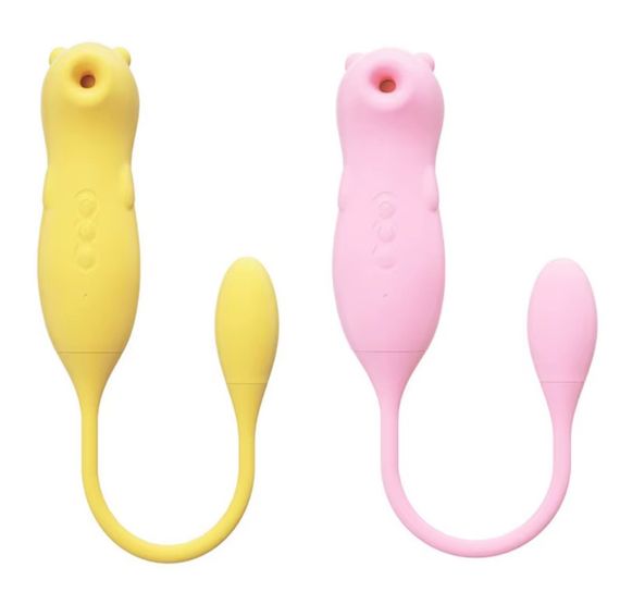 Вагінально-кліторальний вібромасажер "Fun bear", 5 вакууму, 10 вібрації, рожевий sexstyle | Зображення 1