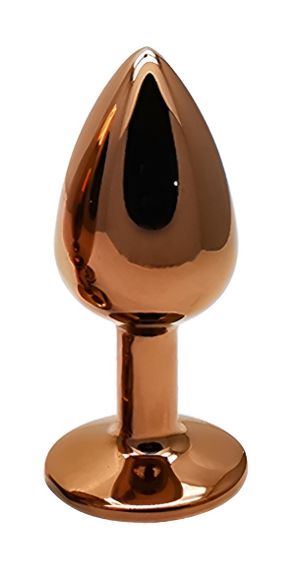 Анальна пробка з кристалом EGZO - Dark Gold Round Plug Clear, size S Sex Aura | Зображення 2