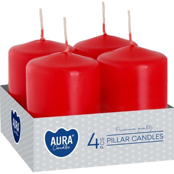 Набір свічок 4 шт. циліндр Bispol AURA Candles Червоні (sw40/60-030)