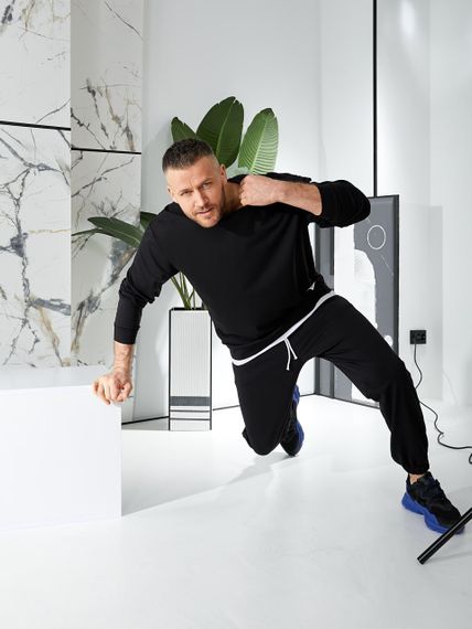 Мужской спортивный костюм свободный с эффектом 2 в 1, LI2015 цвет черный, размер 48/52 | Зображення 1