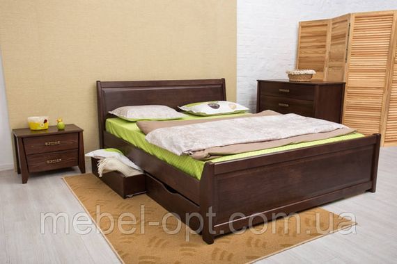 Кровать двуспальная деревянная Сити с ящиками 160х200, цвет венге