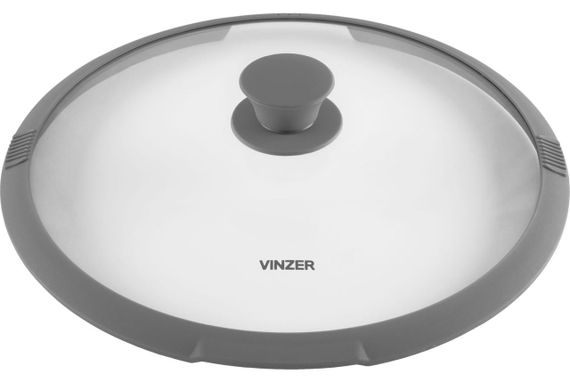 Крышка стеклянная Vinzer 28 см 50252 универсальная с силиконовым ободком для кастрюль и сковород