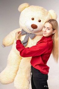 Большой плюшевый медведь Yarokuz Джеральд 165 см Персиковый