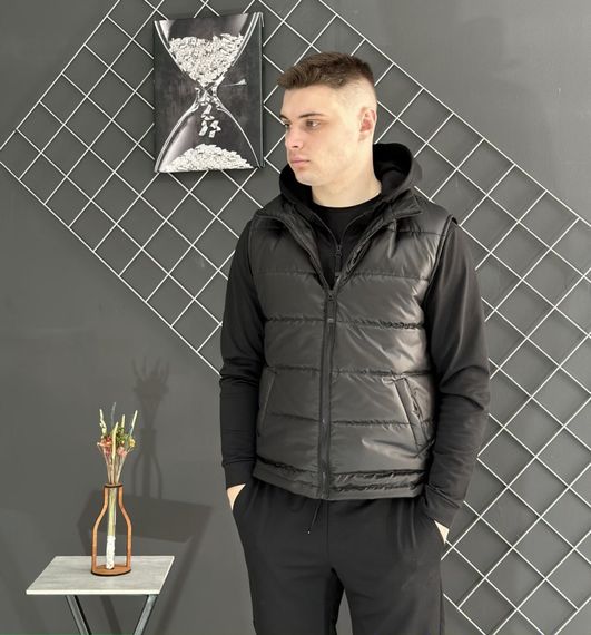 Комплект 5 в 1 TNF чорний худі + чорні штані + чорна жилетка + чорна футболка + 2 пари шкарпеток (чорні та білі) | Зображення 1