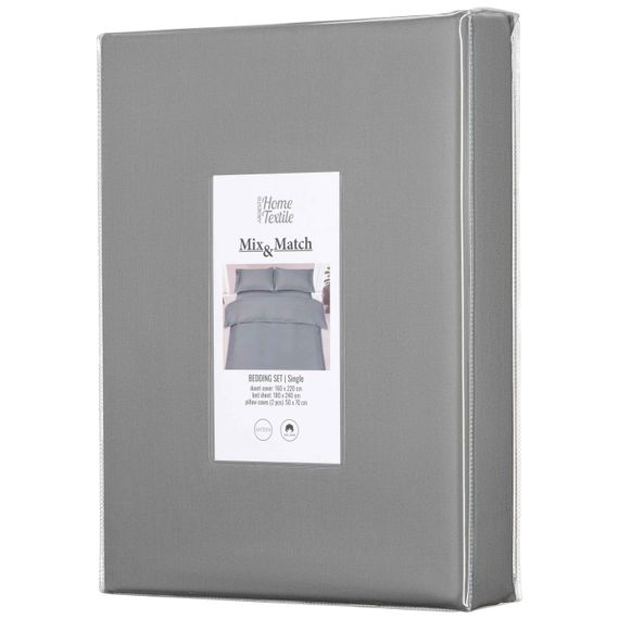 Набір постільної білизни 1,5сп Ardesto Mix&Match, підковдра 160х220см, 100% бавовна, сатин, сірий (ART1622SD) | Зображення 2