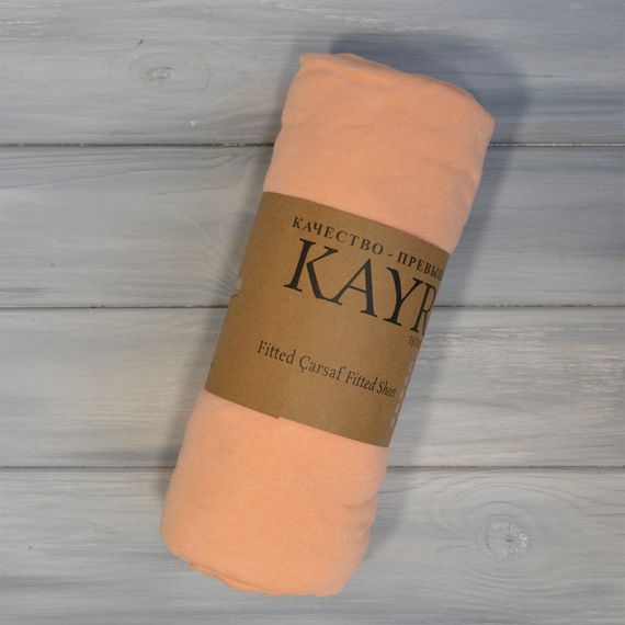 Простирадло 180х200+25см трикотаж на резинці Персикове