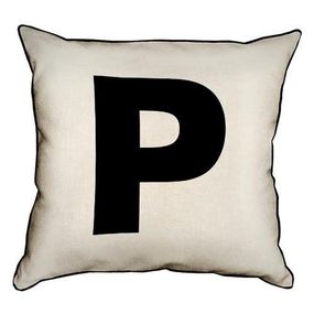 Подушка з мішковини Английская буква P 45x45 см (45PHB_ABC032_WH)