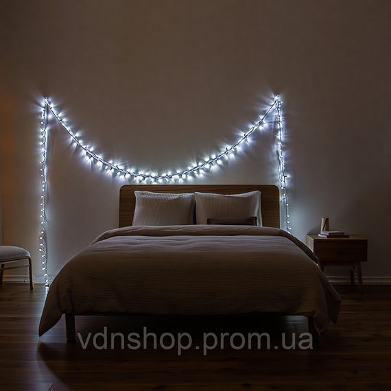 Новорічна гірлянда кімнатна нитка 14 м 160 LED кімнатна гірлянда чорний провід Біле світло W160LED16MBW | Зображення 5