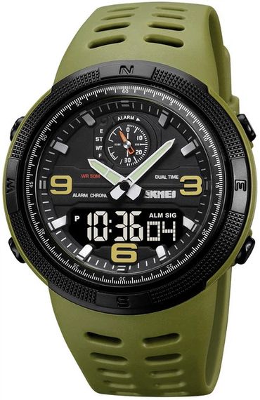 Годинник наручний чоловічий Skmei 1655AGBK зелений з чорним