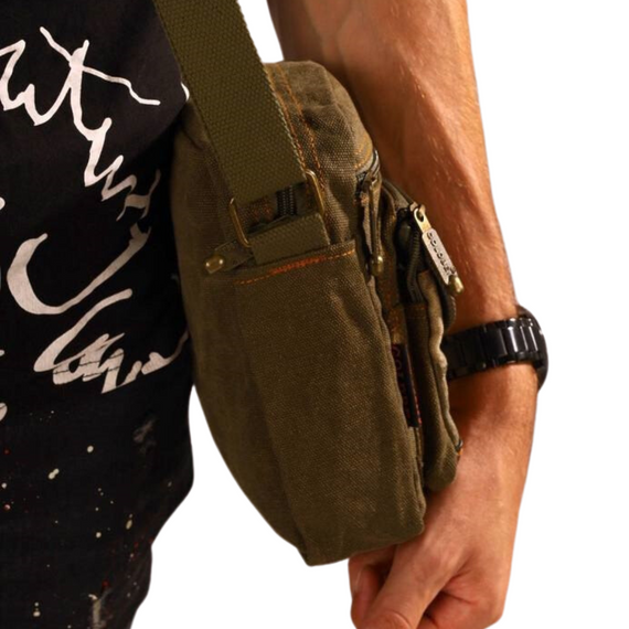 Мужская сумка через плечо текстильная хаки. Сумка хаки | Зображення 1