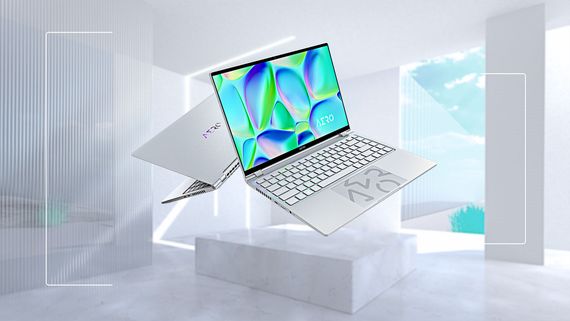 Ноутбук Gigabyte AERO 14.0 QHD+ OLED 90Hz, Intel i7-13700H, 16GB, F1TB, NVD4050-6, W11, сріблястий (AERO_14_BMF-72KZBB4SO) | Зображення 1