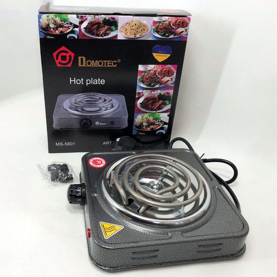 Электроплита спиральная плита настольная Domotec MS-5801 1000W | Зображення 1