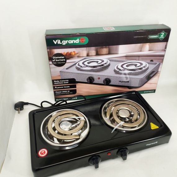 Портативна плита електро Vilgrand VHP162D 2000Вт, Маленька електроплита настільна DF-18