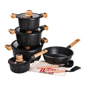 Набір посуду MGC 8 предметів з антипригарним покриттям 1,9/2/3/3,2/5,3 л, чорний