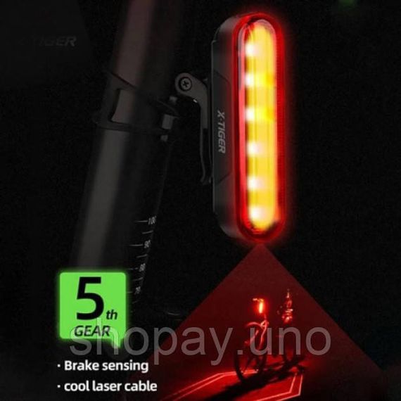 Мигалка задняя на аккумуляторе для велосипеда LEADBIKE, Легкий стоп-сигнал для велосипеда AJ-24 | Зображення 5