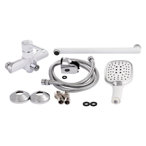 Смеситель для ванны Qtap Grand с поворотным изливом (c душевым гарнитуром) QTGRAWCR005 Chrome/White | Зображення 7