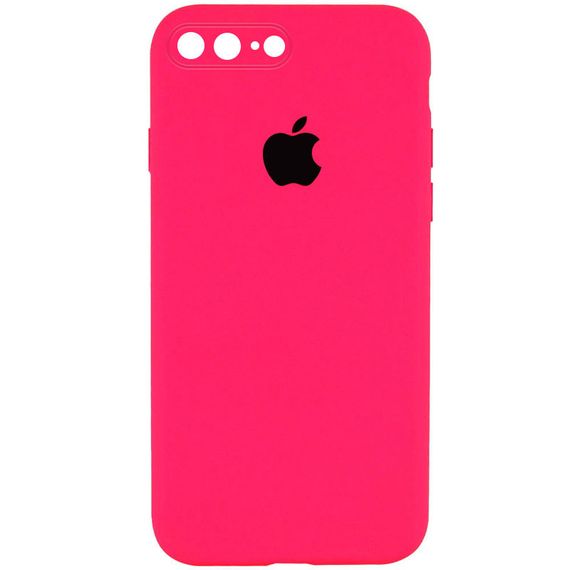 Чохол Silicone Case Square Full Camera Protective (AA) для Apple iPhone 7 plus / 8 plus (5.5") Рожевий / Barbie pink