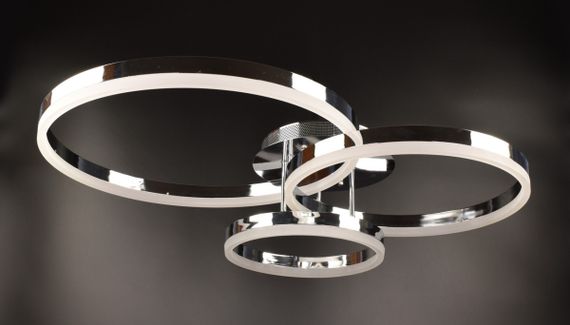 Люстра світлодіодна стельова LED світильник для квартири на стелю лед з пультом 26104 Хром 14х70х80 см.