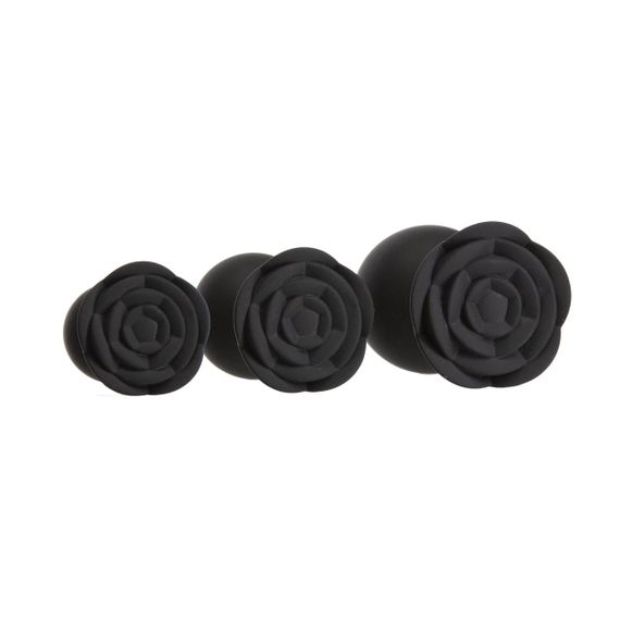 Набір силіконових анальних пробок BMS Roses Til’ Dawn Silicone Anal Plug Kit Starter Kit Black Sex Aura | Зображення 1