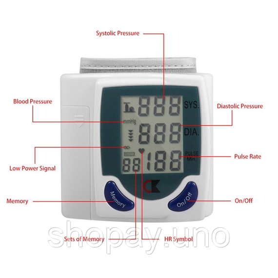 Цифровой автоматический тонометр Blood Pressure Monitor для измерения АД и пульса -VN-31 | Зображення 5