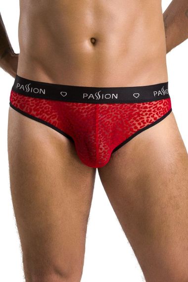Мужские полупрозрачные трусы Passion 031 SLIP MIKE S/M Red, под леопард sexstyle