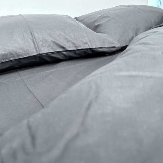 Комплект постельного белья Monoton Dark Grey SoundSleep бязь полуторный | Зображення 3